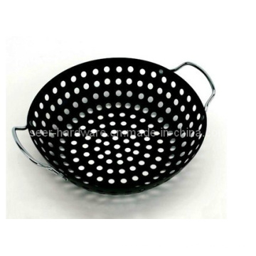 Doppelter Griff BBQ Grill Wok mit Überzug Beschichtung (SE-4456)